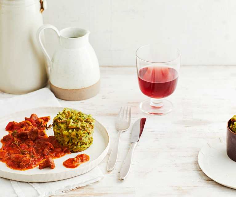 Tassenknödel mit Tomaten-Pfifferling-Ragout Tassenknödel mit Tomaten-Pfifferling-Ragout