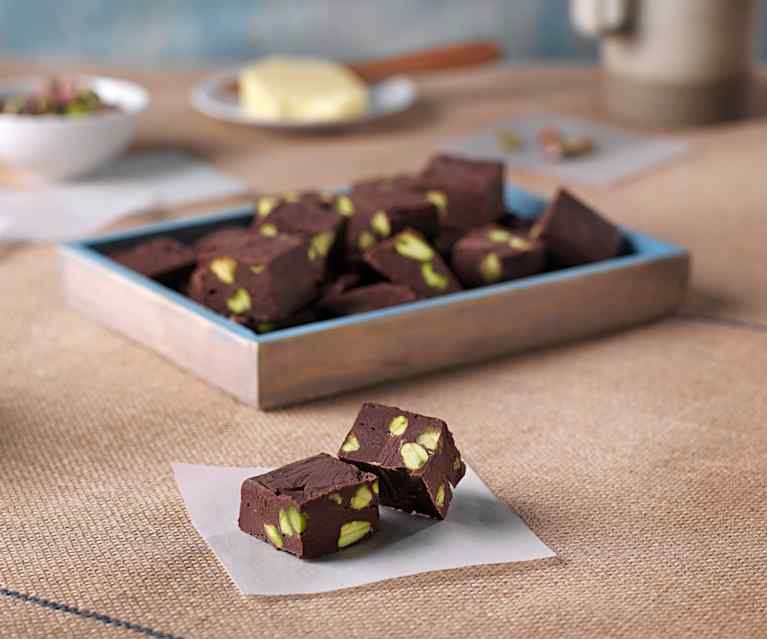 Fudge de chocolate y pistachos Fudge de chocolate y pistachos