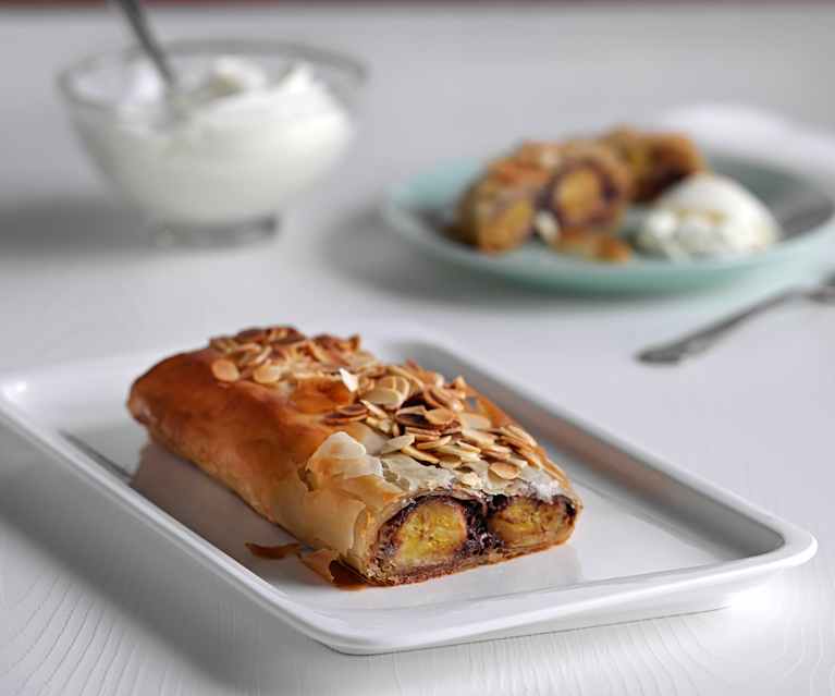 Strudel de chocolate y plátano Strudel de chocolate y plátano