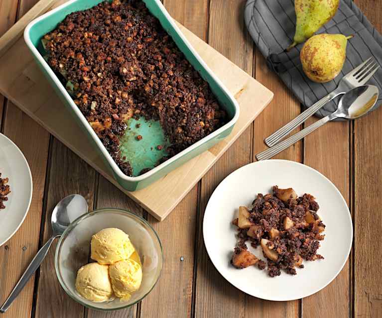 Crumble de pera con chocolate Crumble de pera con chocolate