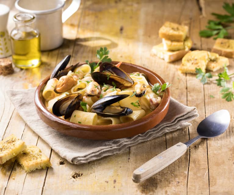 Mezze Maniche Con Fagioli E Cozze Cookidoo Das Offizielle Thermomix Rezept Portal