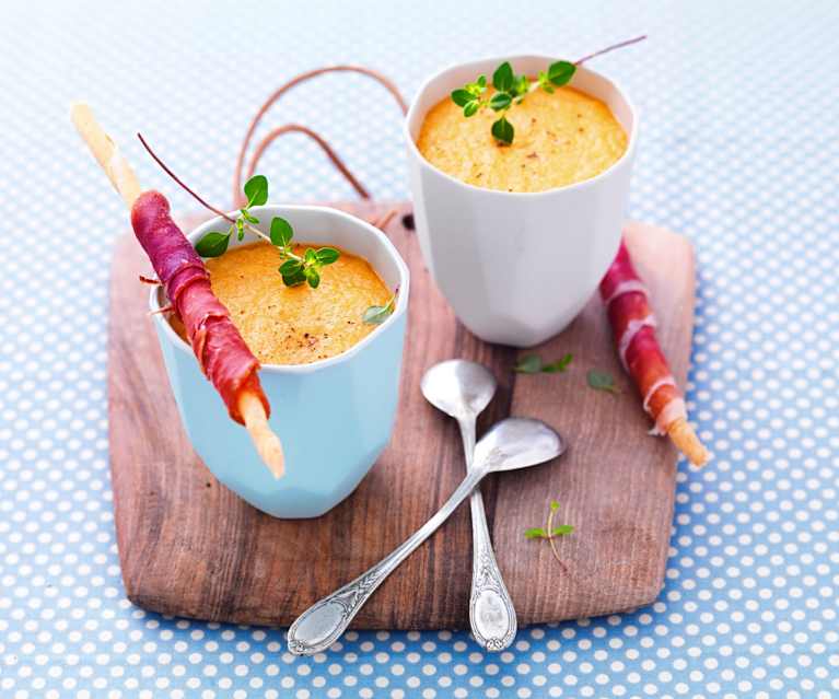 Gaspacho melongingembre, gressins et jambon de Parme Cookidoo® la
