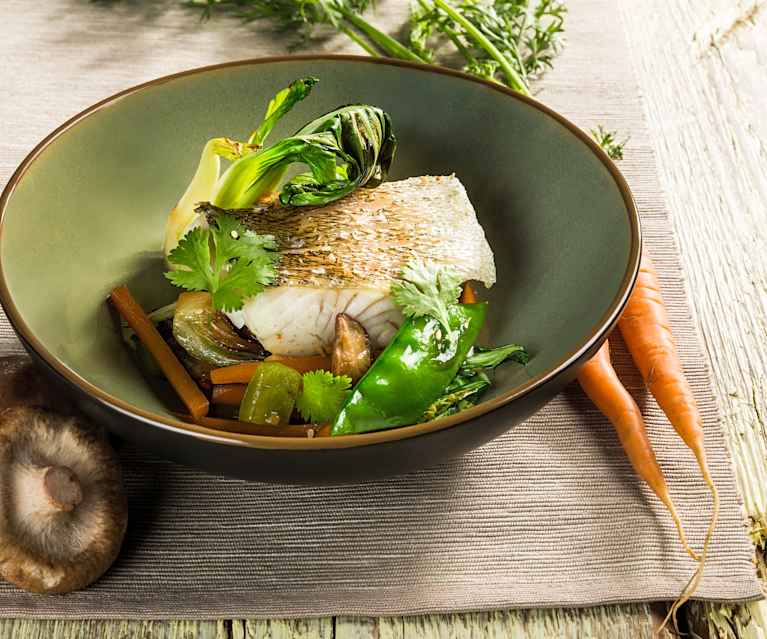 Zander auf Shiitake-Pak Choi Zander auf Shiitake-Pak Choi