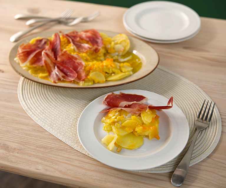 Huevos rotos con patatas y jamón Huevos rotos con patatas y jamón