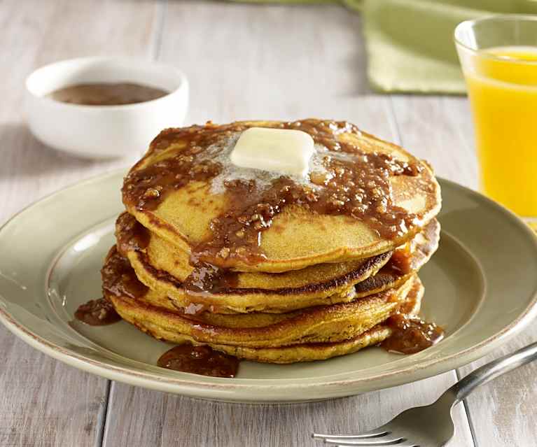 Pumpkin Pancakes with Praline Maple Syrup Pumpkin Pancakes with Praline Maple Syrup