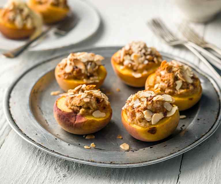 Amaretti Stuffed Peaches with Saffron Zabaglione Pesche ripiene con