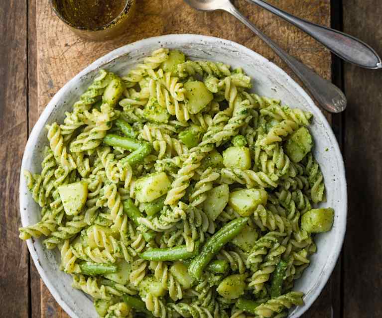 Fusilli with Pesto, Green Beans and Potato Pasta alla genovese
