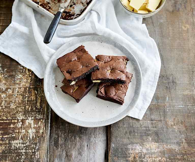 Brownie de três chocolates Brownie de três chocolates