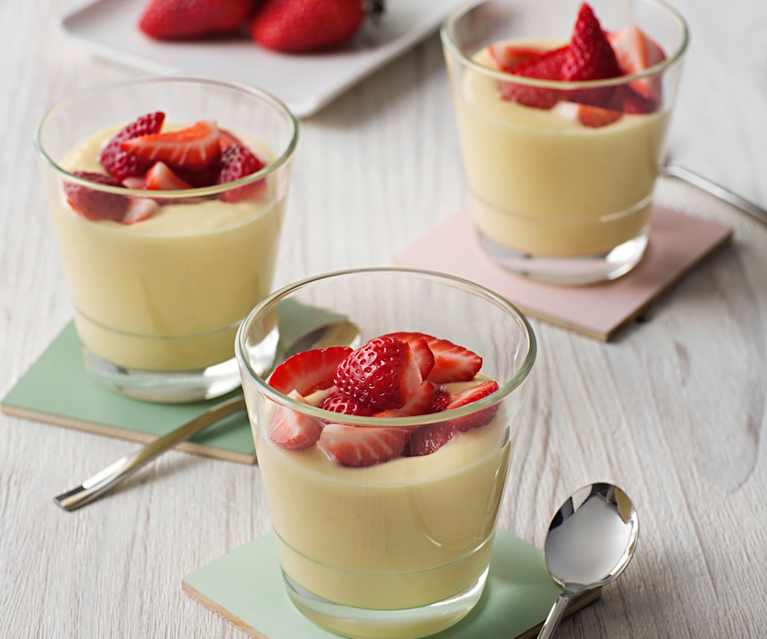Postre rápido de mango con fresas Postre rápido de mango con fresas