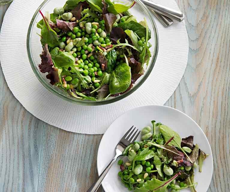 Ensalada de habas y guisantes con jamón Ensalada de habas y guisantes con jamón