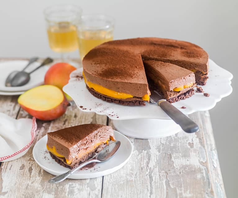 Gâteau crousti-fondant mangue-chocolat