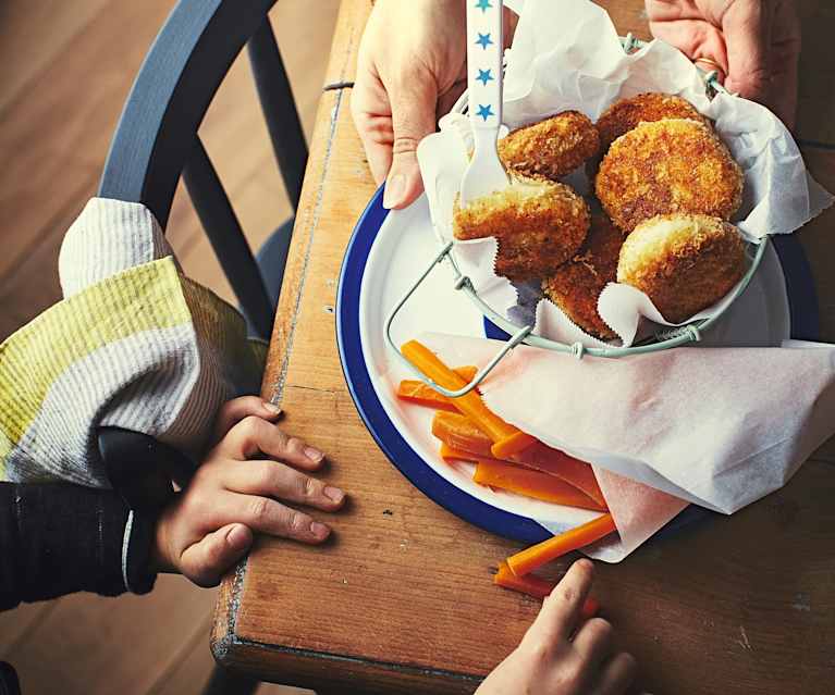 Croquettes de cabillaud, frites de carotte Croquettes de cabillaud, frites de carotte