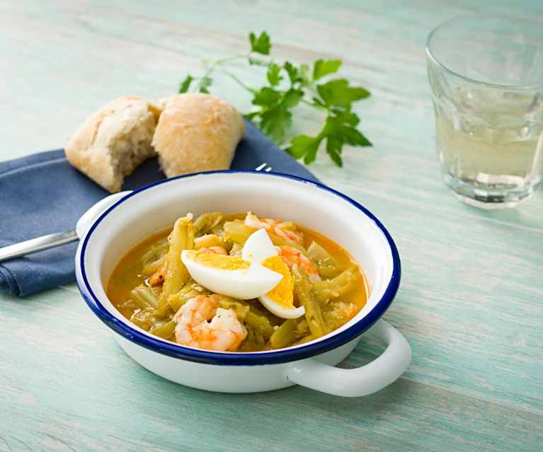 Borrajas con gambas Borrajas con gambas