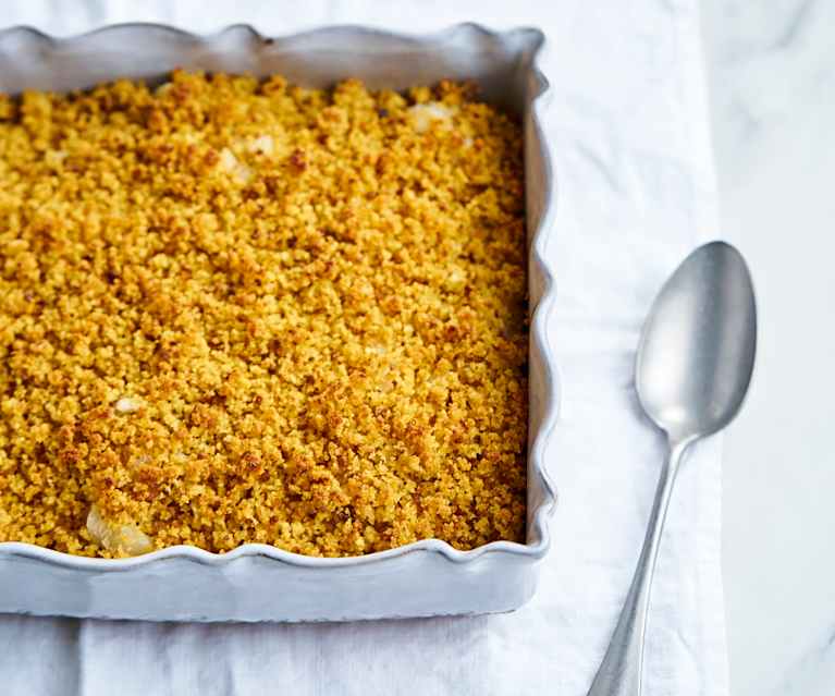 Bacalhau no forno com grão e crosta de broa Bacalhau no forno com grão e crosta de broa