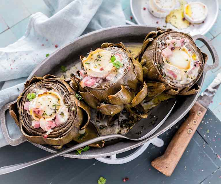 Artichaut farci au chèvre et aux lardons Artichaut farci au chèvre et aux lardons