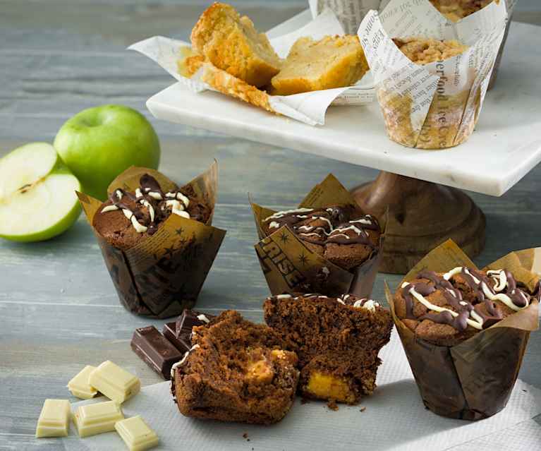Muffins de chocolate y muffins de manzana y canela Muffins de chocolate y muffins de manzana y canela