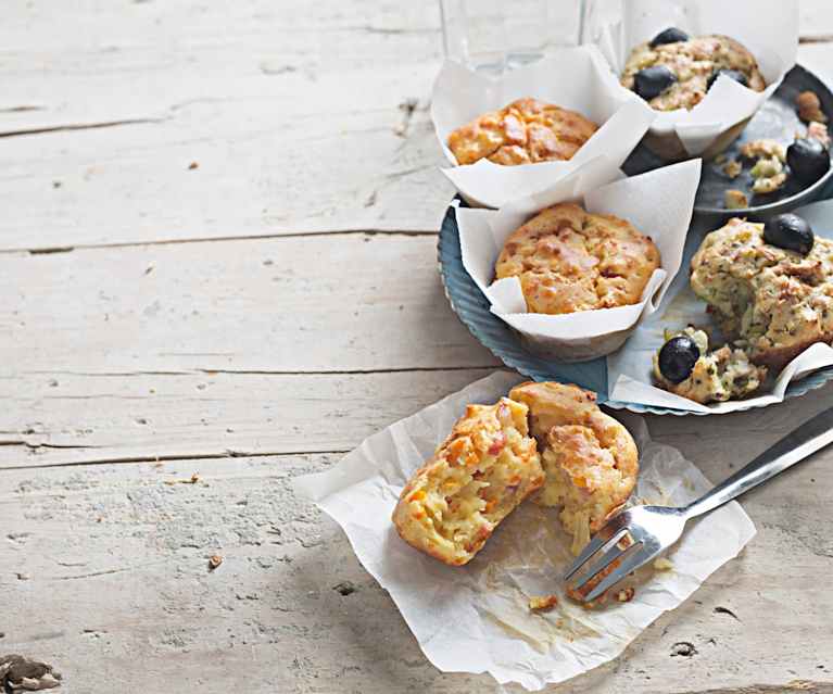 Muffins de brócoli y atún y de zanahoria, parmesano y beicon Muffins de brócoli y atún y de zanahoria, parmesano y beicon