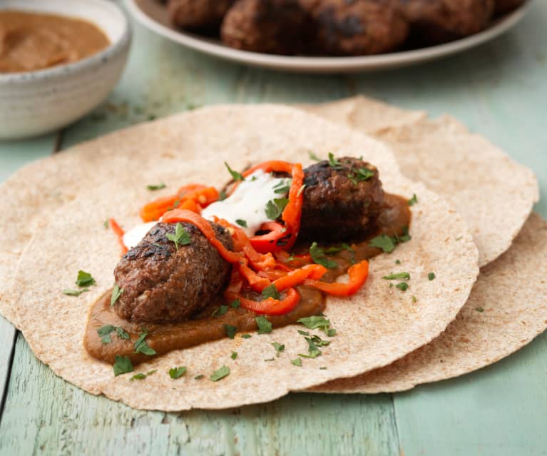 Cevapcici with Ajvar (Balkan sausage with Aubergine and Pepper Dip)