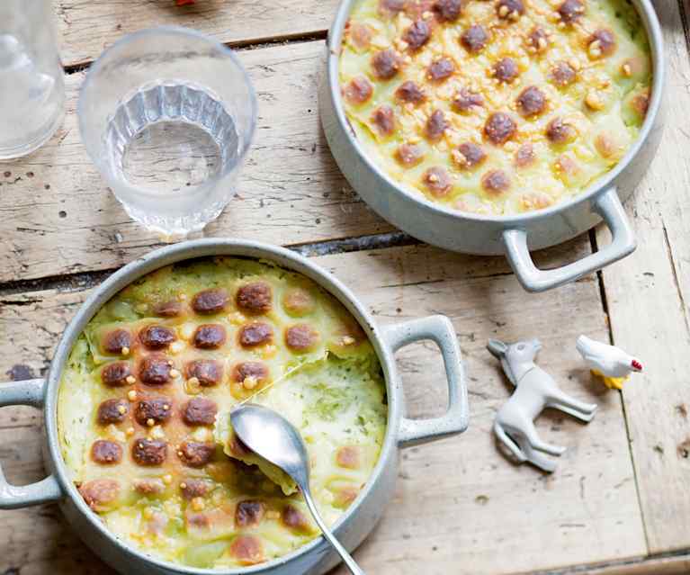 Gratin de ravioles, céleri et poireaux Gratin de ravioles, céleri et poireaux
