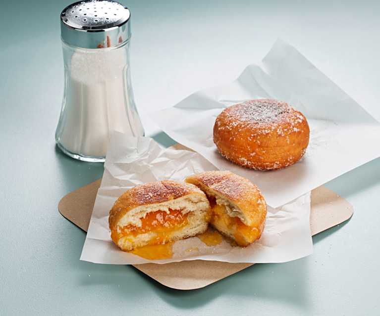 Berlinesas rellenas de mermelada de albaricoque Berlinesas rellenas de mermelada de albaricoque