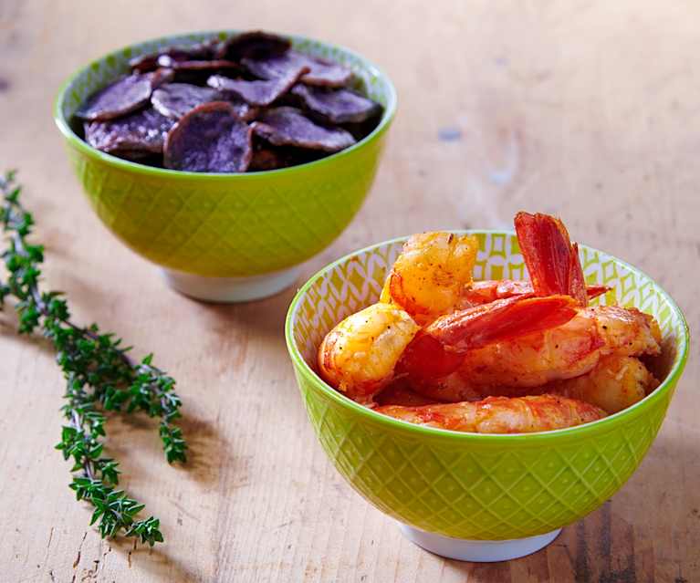 Gamberoni Con Chips Di Patate Viola E Timo Cookidoo Das Offizielle Thermomix Rezept Portal