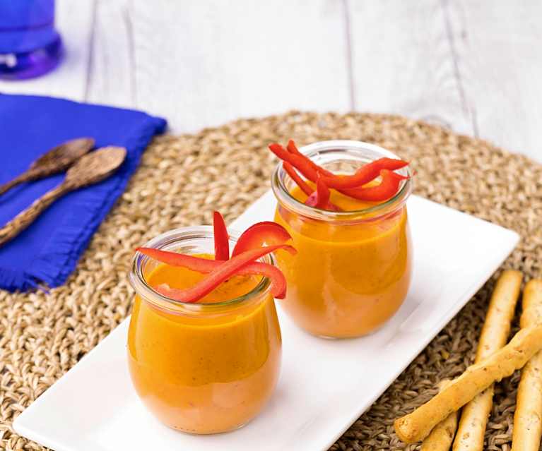 Vellutata fredda peperone, melanzana e curry Vellutata fredda peperone, melanzana e curry