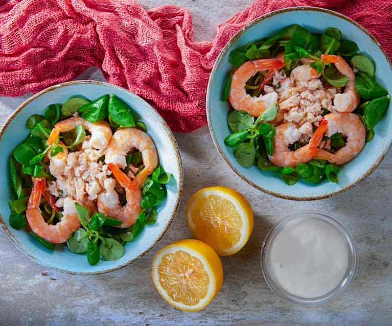 Insalata di granchio e gamberi con maionese allo zenzero Insalata di granchio e gamberi con maionese allo zenzero