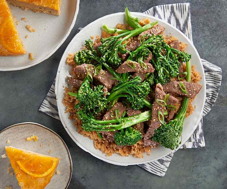 Mongolian Beef with Rice and Steamed Orange Cake Mongolian Beef with Rice and Steamed Orange Cake