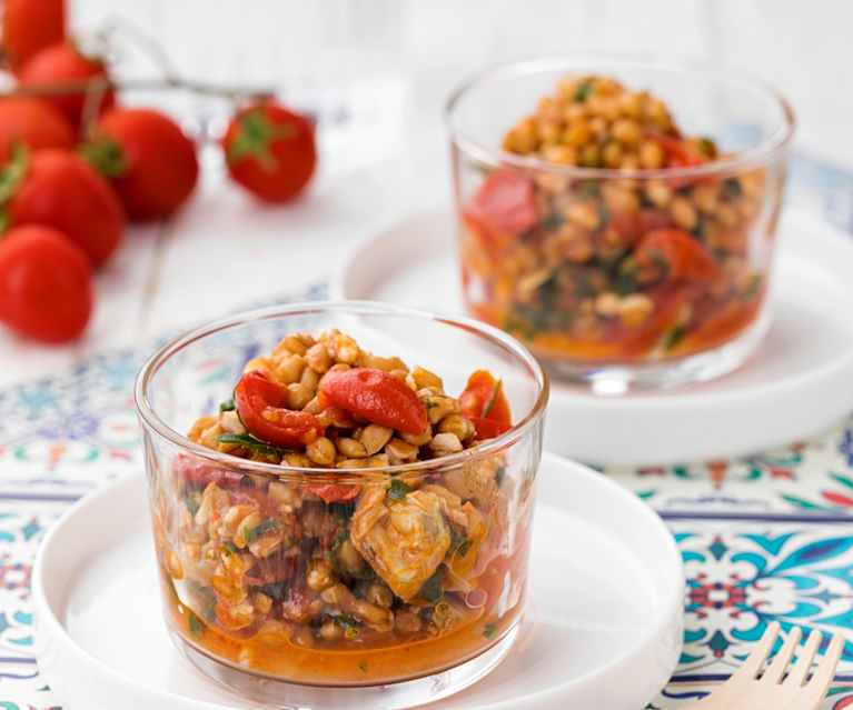 Insalata di farro e vongole in vasetto Insalata di farro e vongole in vasetto