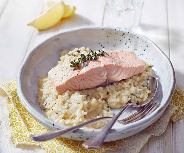 Lachs mit Zitronenrisotto Lachs mit Zitronenrisotto