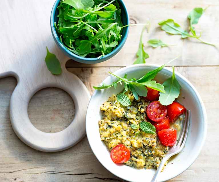 Œufs brouillés au pesto de menthe Œufs brouillés au pesto de menthe