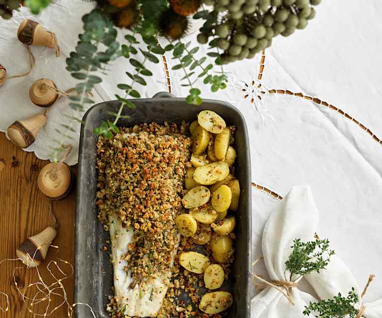 Bacalhau com crosta de amêndoa Bacalhau com crosta de amêndoa