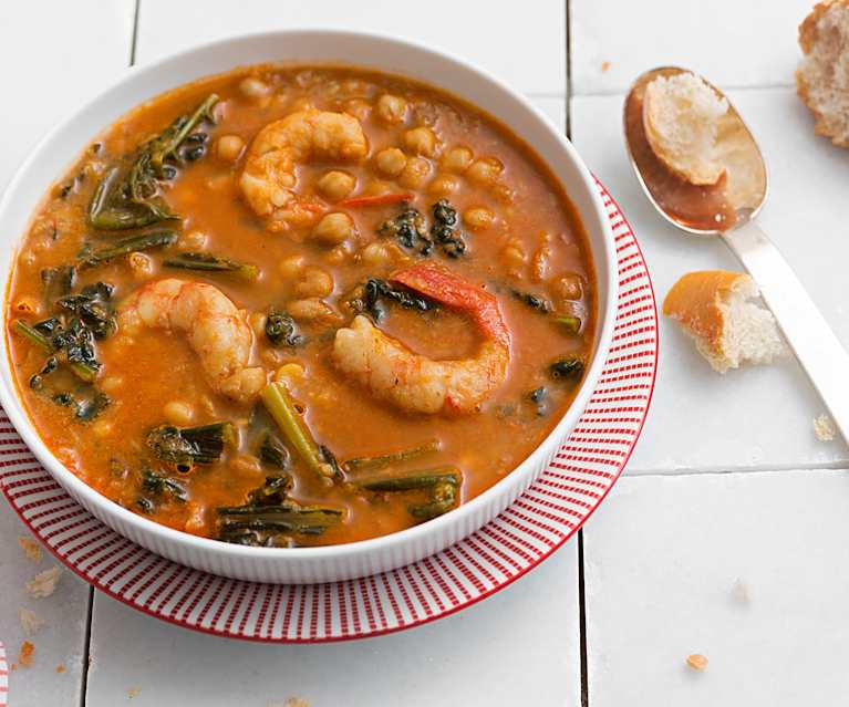 Potaje de garbanzos con kale y gambones Potaje de garbanzos con kale y gambones