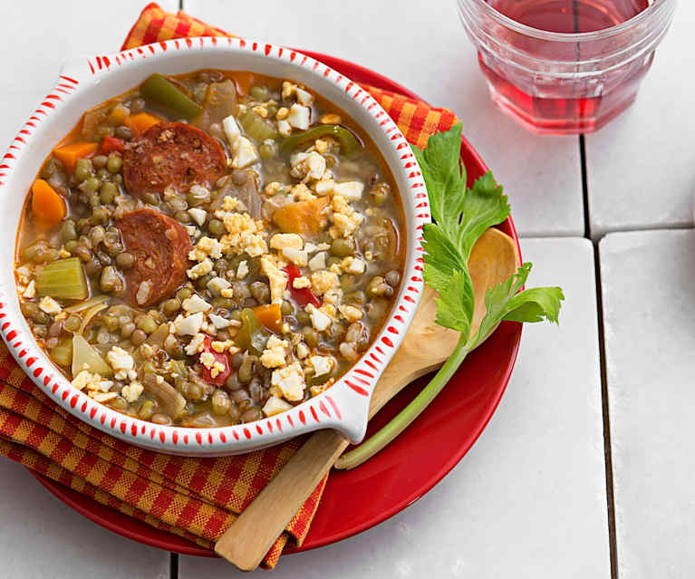 Lentejas y soja con verduras Lentejas y soja con verduras