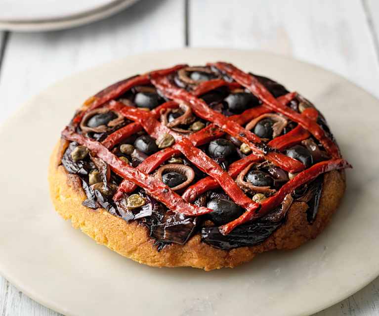 Pepper, Anchovy and Onion Cornbread Tart Pepper, Anchovy and Onion Cornbread Tart