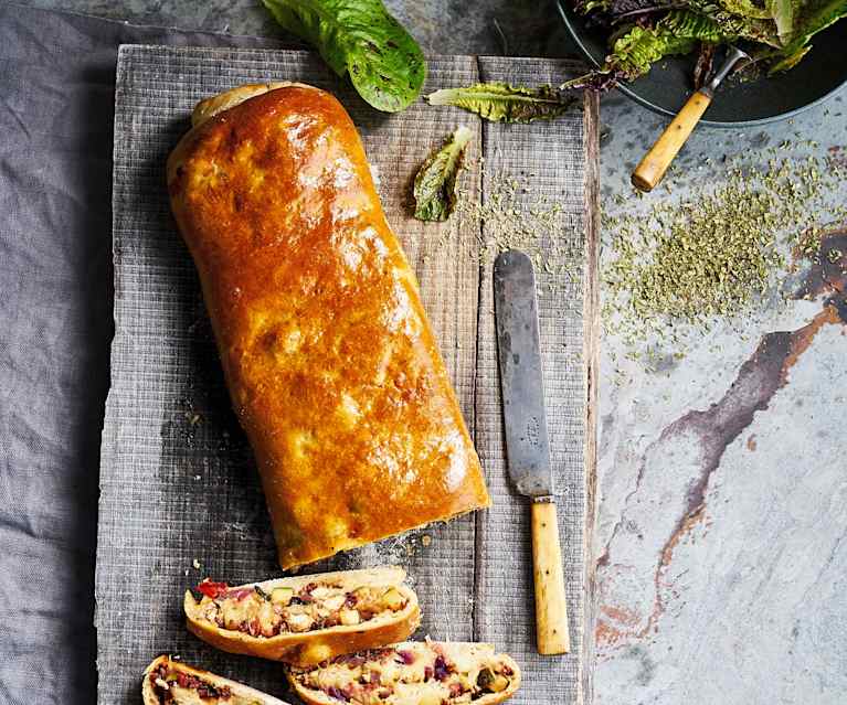 Enrolado de legumes e frango Enrolado de legumes e frango