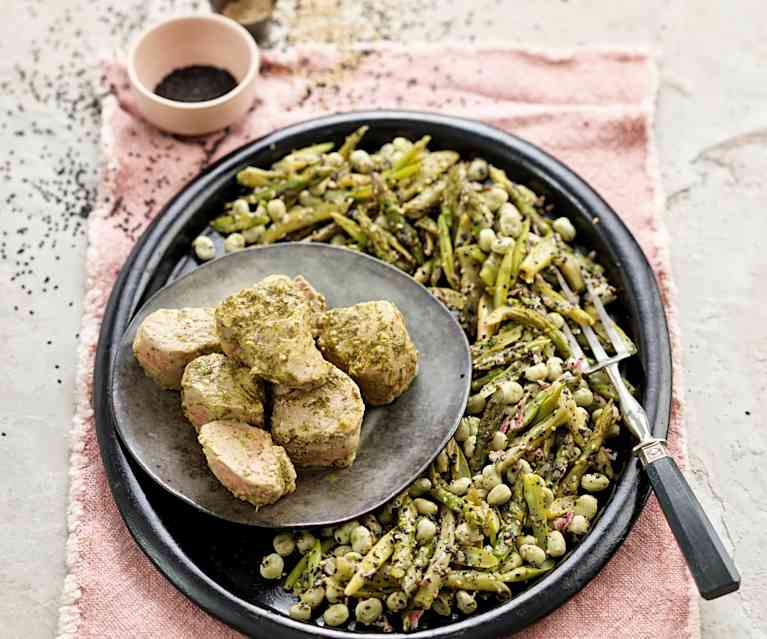 Lombinho de porco com salada primavera Lombinho de porco com salada primavera