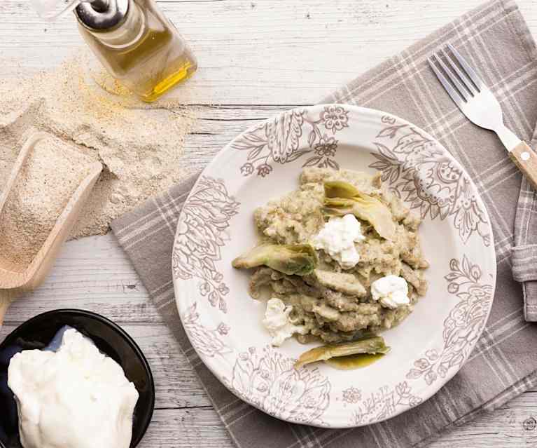 Spatzle con burrata e carciofi Spatzle con burrata e carciofi