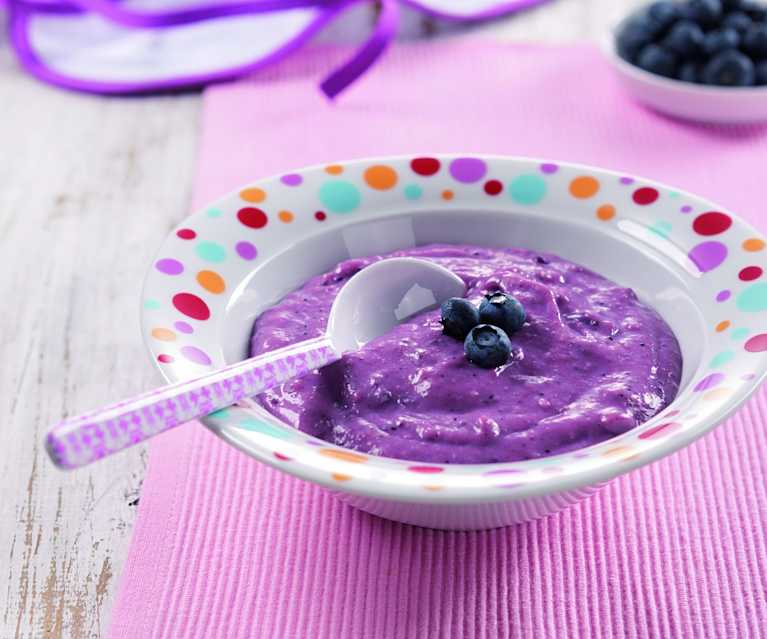 Milk and Oat Flakes Pudding with Fruit Purée Milk and Oat Flakes Pudding with Fruit Purée