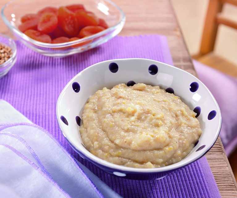 Reis-Dinkel-Milchbrei mit Aprikose Reis-Dinkel-Milchbrei mit Aprikose