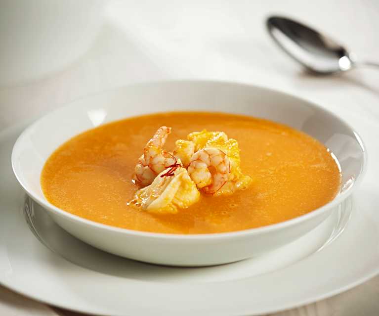 Crema con rape y gambas Crema con rape y gambas
