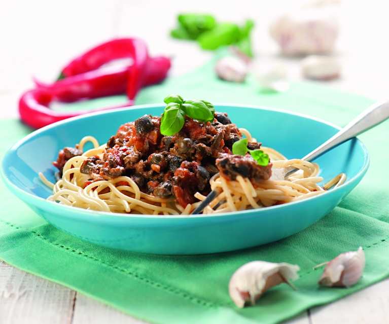 Spaghetti z kaparami i anchois Spaghetti z kaparami i anchois