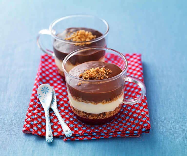 Verrines aux deux chocolats speculoos et framboises