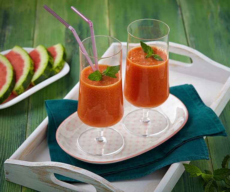 Melounové smoothie s mangem a mátou Melounové smoothie s mangem a mátou