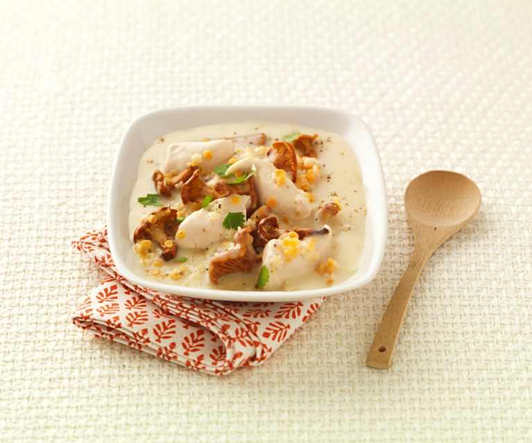 Soupe de poulet, lentilles et girolles Soupe de poulet, lentilles et girolles