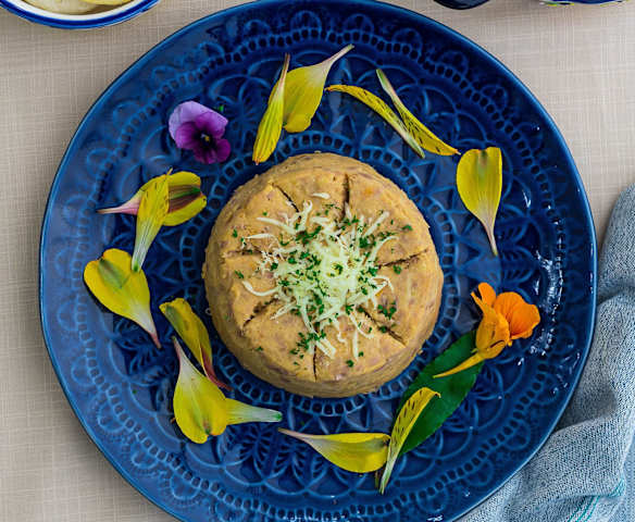 Puré de frijoles verdes y chorizo