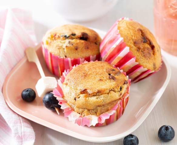 Muffins de queso fresco con arándanos