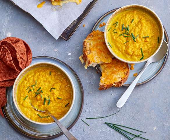 Soupe de carottes, poireau et cheddar