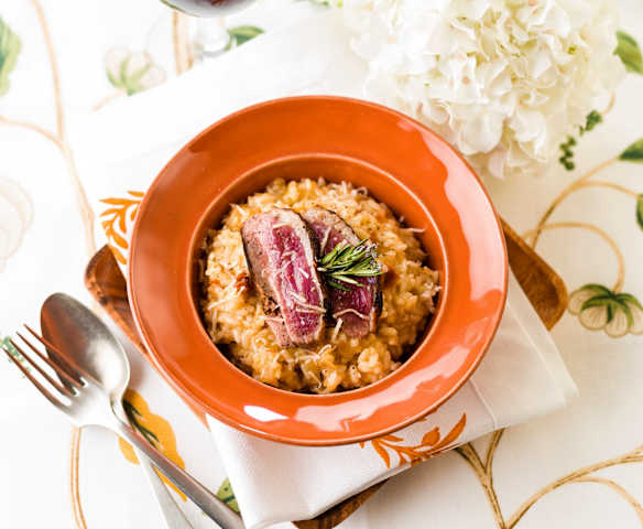 Risotto de naranja con magret de pato Risotto de naranja con magret de pato