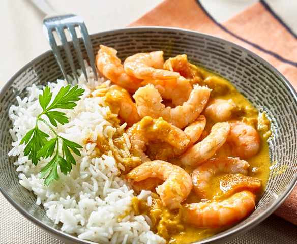 Crevettes au curry et coco (2p)